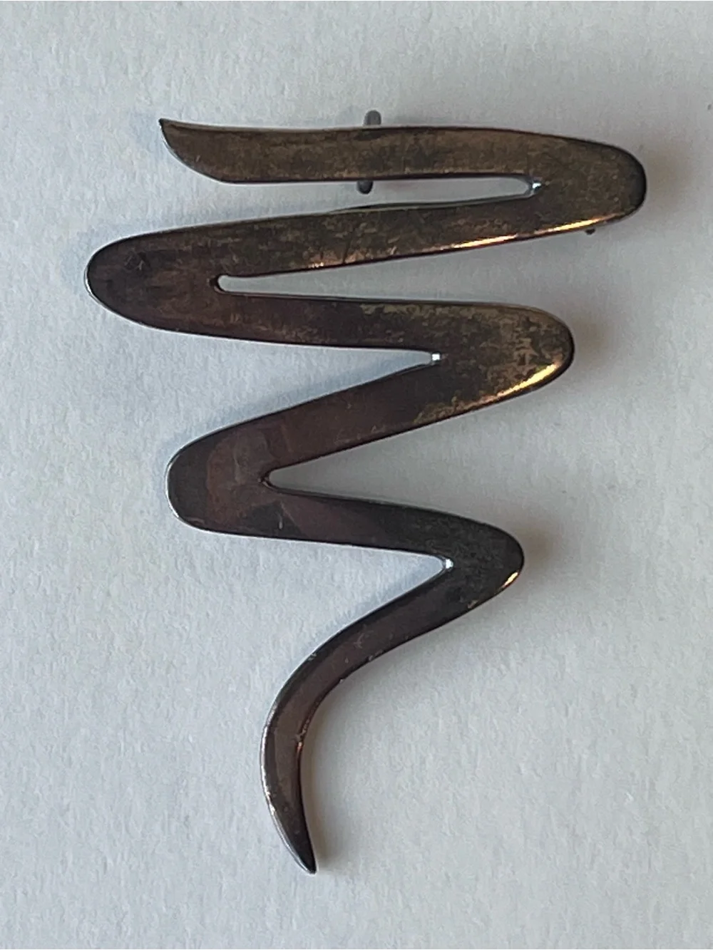 Vintage Mexico 925 Sterling Silver Zig Zag Abstract Brooch Modernist